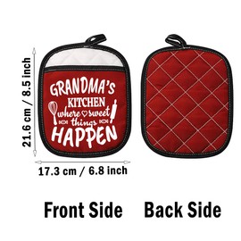 Grandma’s Kitchen Where Sweet Things Happen Pot Holder Grandma Pot Holder Gift for Grandma (Grandma’s Kitchen Red)