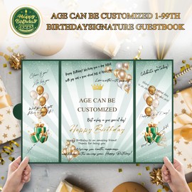 Green 1st-99th Happy Birthday Cards 18 x 12 inches Birthday Signature Guest Book, Can DIY Birthday Party Decorations, Birthday Wishes Gift for Suitable for All Ages Men Women Funny Birthday Cards