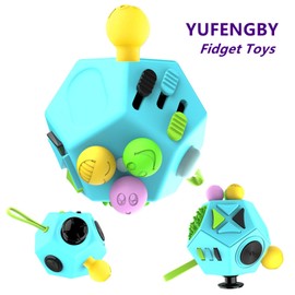 YUFENGBY Fidget Toys Cube 12-Sided Decompression Cube Relieve Stress Anti Anxious Depression with Autism for Children and Adults (Black Green Blue-B3)