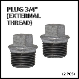 AERZETIX - C65026 - Set of 2 plugs with 3/4 inch male male male cast iron - galvanised - piping for sanitary installations for heating water supply for water treatment system