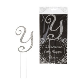 Lunaura - Sparkling Rhinestone Letter Cake Topper - Y