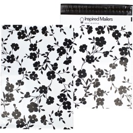 Inspired Mailers - Poly Mailers 10x13-100 Pack - Black Floral - Shipping Bags for Clothing - Large Mailing Envelopes - Shipping Envelopes - Package Bags - Poly Bags 10x13