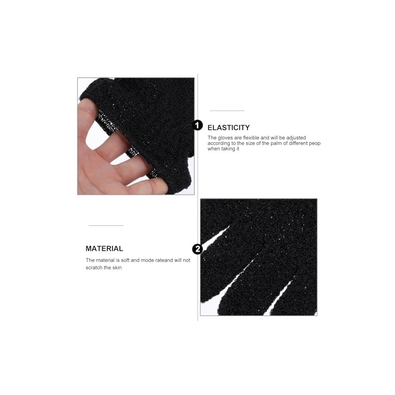 Guantes de Ducha Exfoliantes Negros de Poliéster, 4 Pares