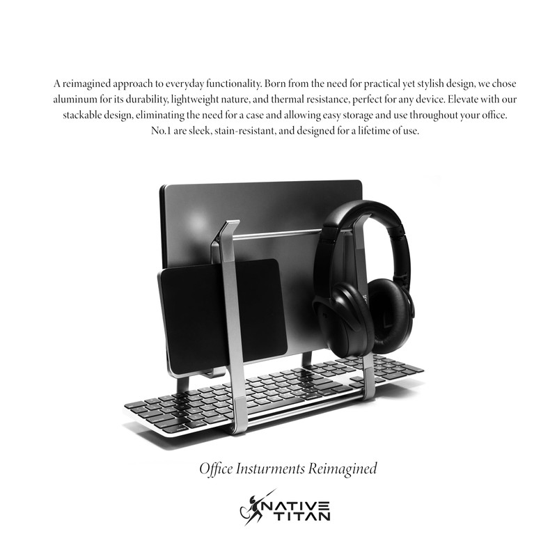 Native Titan Ergonomic Aluminum Laptop/Notebook Riser Stand & Organizer