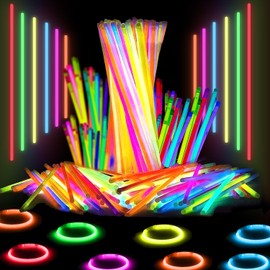 Naivees 204 PCS 11 Inch Glow Sticks Bulk, Ultra-Bright Glow in The Dark, Neon Party Supplies with Connectors, Waterproof Nontoxic Bracelets Necklaces, Balls Flowers, Glow Party Decorations for Camping and Wedding