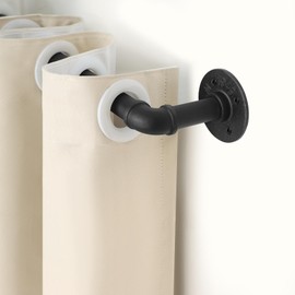 Refrze Curtain Rods for Windows 72 to 144 Inch, 1"Black Curtain Rod Industrial Wrap Around,Adjustable Heavy Duty Blackout Curtain Rods for Ceiling,Bedroom,Outdoor Patio