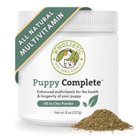 Wholistic Pet Organics Puppy Vitamins - Coat Support Powder for Dogs, Dog Itching Skin Relief Powder, Skin and Coat Supplement with Omega 3 for Allergy Relief