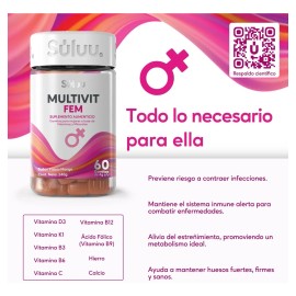 Suplemento Sluu Multivitamnico Femenino cido Flico Vitaminas D3 K1 B3 B6 B12 C Hierro y Calcio Sin Gluten                                             