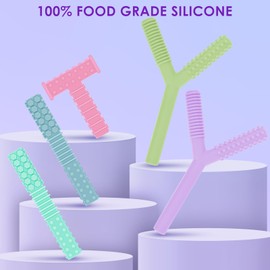 ERKOON 5 Pack Sensory Chew Toys for Autistic Children, Silicone Chewy Tubes Teething Tubes for Autism, ADHD, SPD, Chewies with Special Needs, Oral Motor Chewy Tool for Sensory Kids