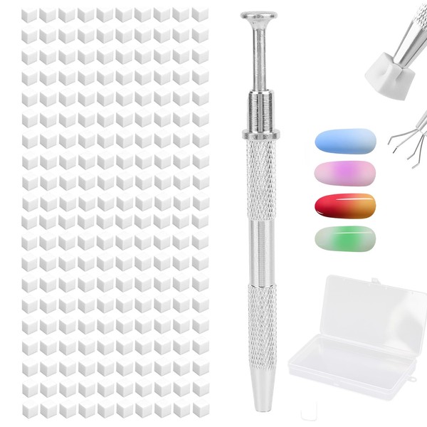200 PCS Nail Sponges with Metal Grabber and Storage Box,