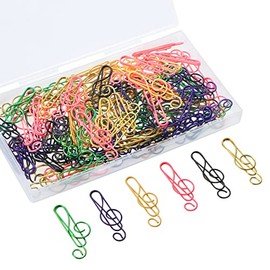 BENBO 100 clips de papel de música, clips de notas musicales de metal en forma de notas musicales, clips de marcapáginas para fiestas, invitaciones, cuadernos, oficina, escuela