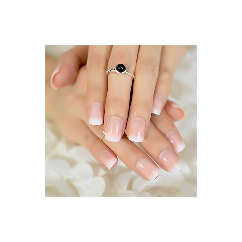 CoolNail Uñas postizas francesas de color rosa y nude blancas