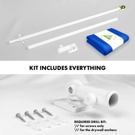 UD_G128 Combo Pack: 6 Ft Tangle Free Aluminum Spinning Flagpole (White) & Nicaragua Nicaraguan Flag 3x5 Ft, LiteWeave Pro Series