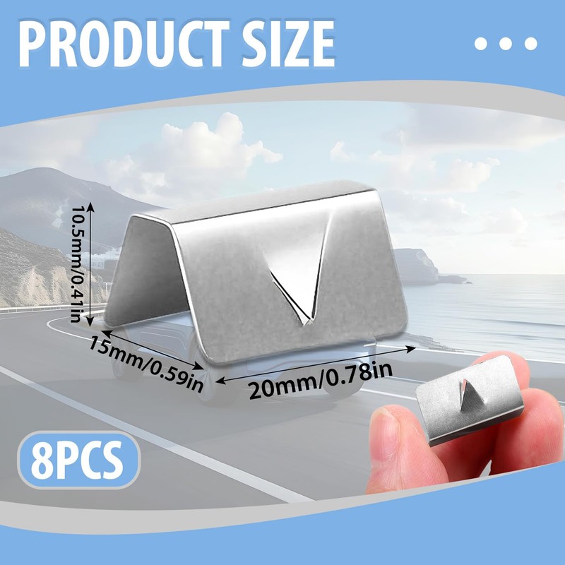 8 Pcs Wind Deflector Clips, Car Wind Deflector Stainless Steel