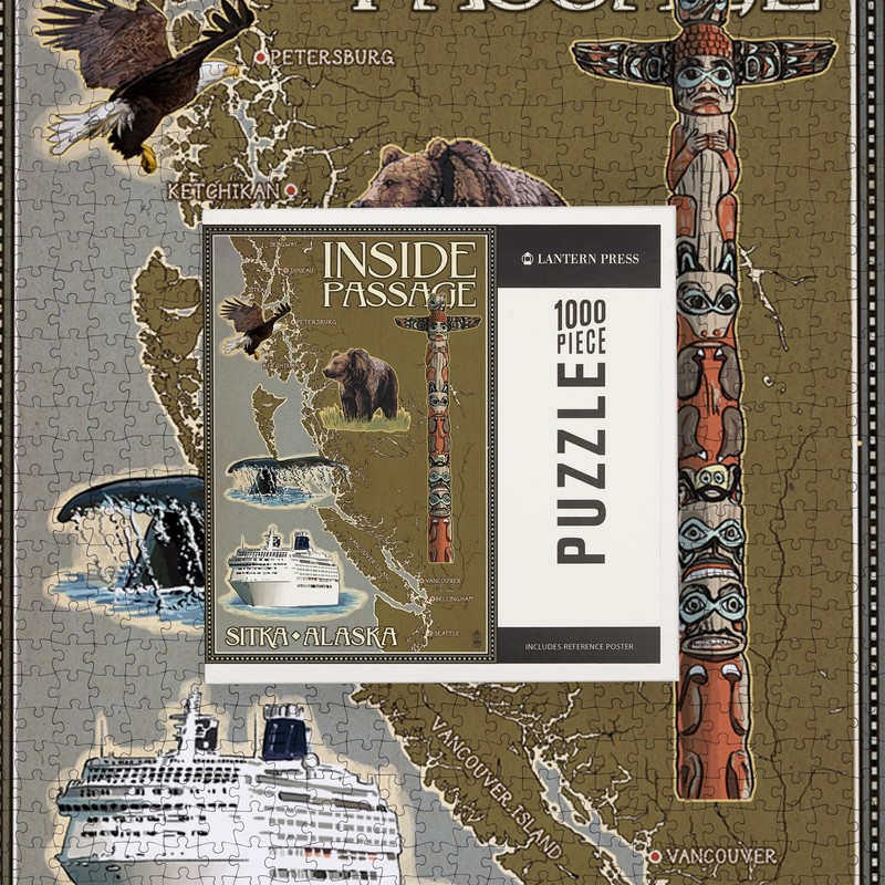 Lantern Press 1000 Piece Jigsaw Puzzle, Sitka, Alaska, Inside Passage