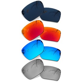 4 Pair Polarized Replacement Lenses for Oakley Catalyst - Black+Blue+Silver+Red