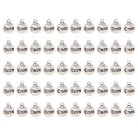 Shapenty Dream Charms Inspiration Message Charms for DIY Necklace Earring Bracelet Pendant Keychain Bookmark Jewelry Making Beading Ornaments Gift Inspiration Words Craft Projects, 50PCS