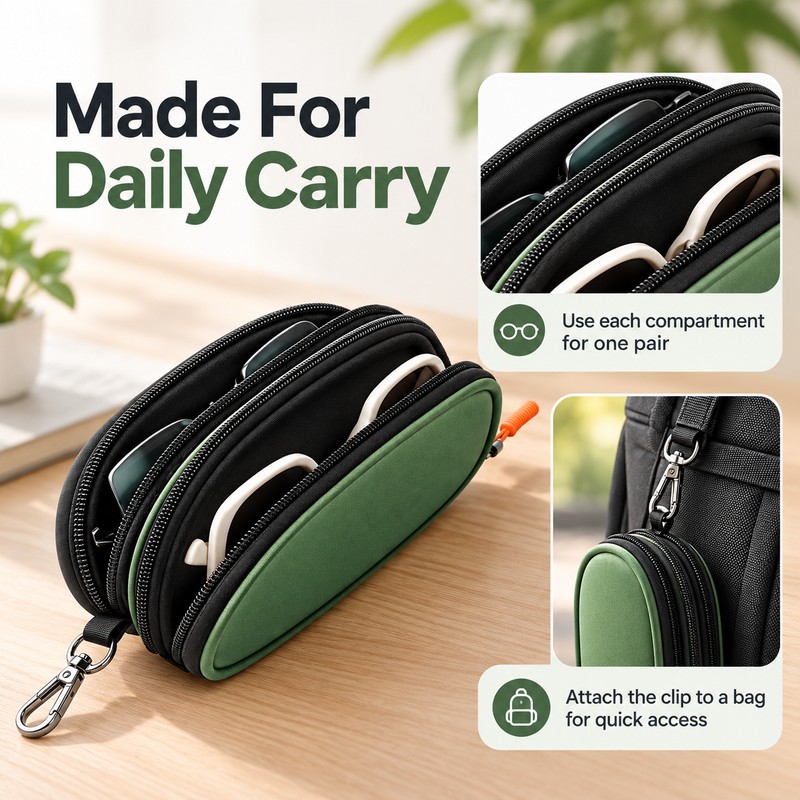 Double Eyeglass Case for Glasses & Sunglasses – Soft Neoprene