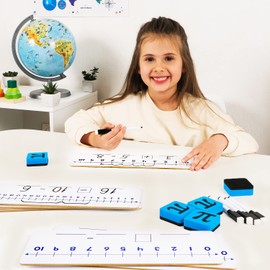 12-Pack Double-Sided Dry Erase Number Line White Boards - 4"x12", Elementary Number Line Strips, White Boards for Students, Math Manipulatives Must Haves, Number Line for Classroom Set - Simply Magic