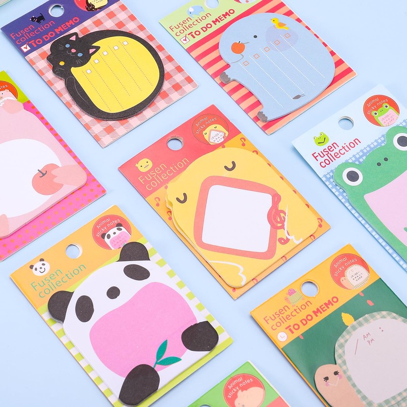 FRIUSATE 24 Packs Sticky Notes, Cartoon Animal Sticky Notes, Cute