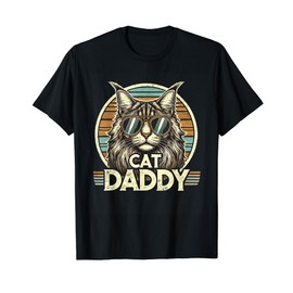 Cat Daddy Cool Maine Coon Cat Father's Day Retro Cat Dad T-Shirt