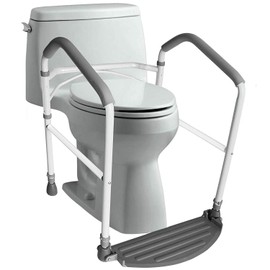 HEALTHLINE Toilet Safety Frame & Rails for Seniors - Foldable Heavy-Duty 300 LBS Toilet Handrail for Bathroom with Grab Bars for Adults - Adjustable Height Hand Rail for Toilet Seat for Elderly