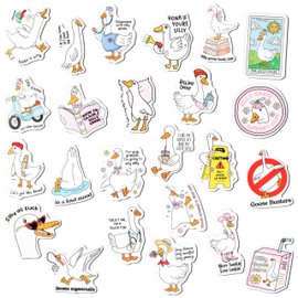 FZkuozougedd Funny Goose Refrigerator Magnets - 24Pcs Cartoon Animal Cute Goose Magnetic Magnet Fridge Sticker Decoration for Kitchen Home Office Class Locker Whiteboard Decor Car Accessory Birthday A