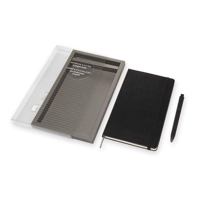Moleskine Bundle Vertical +Go Pen, Large, Black (5 x 8.25)