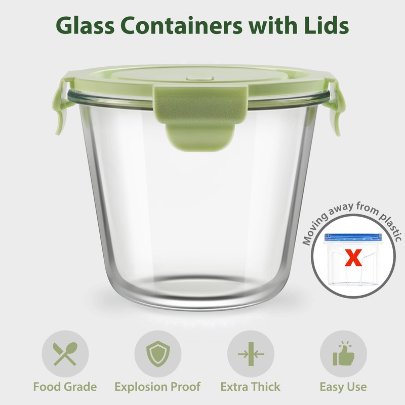 3Cup/23oz Glass Meal Prep Containers with Vented Lids Food Storage,