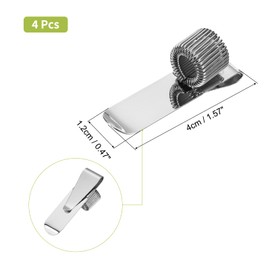 PATIKIL 4Pcs Pen Holder Clips, Metal Pen Clip Holder Adjustable Loop Pen Pencil Organizer with Single Spring Loop for Notebook, Clipboard, Silver Tone