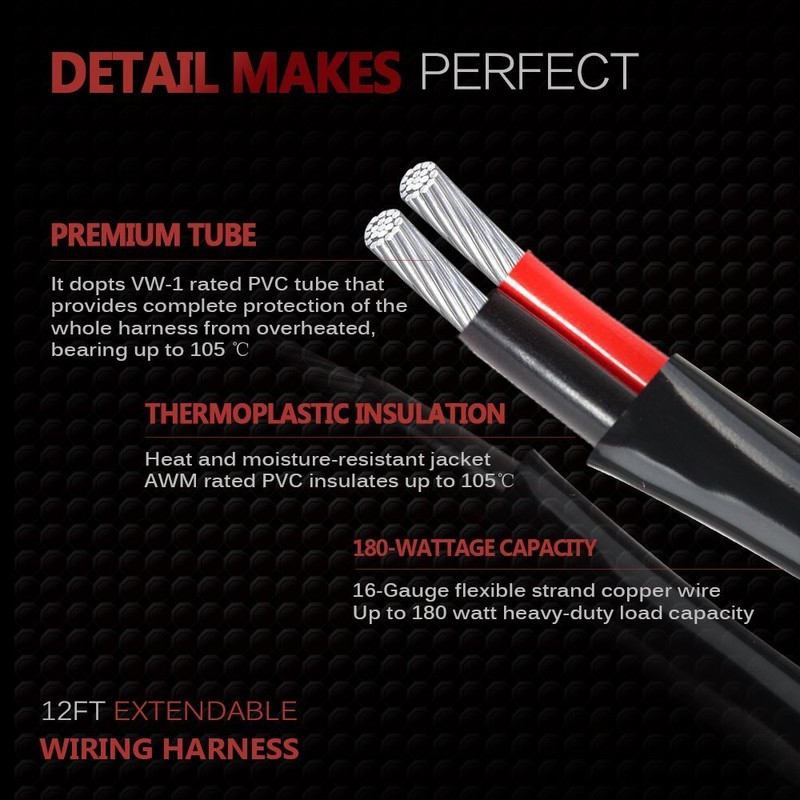 MICTUNING Wiring Harness for LED Light Bar Off Road Power