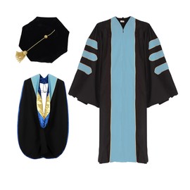 Ariro Unisex Deluxe Doctoral Graduation Gown and Doctoral Hood 8 Sided Tam Package (Sky Royal Blue, 45)