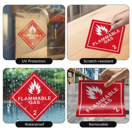 YIKIADA 10 Pack Hazard Class 2 Flammable Gas Placard 10.75 × 10.75 Inches Waterproof Vinyl Self Adhesive Stickers Removable Signs for Shipping Transportation Storage