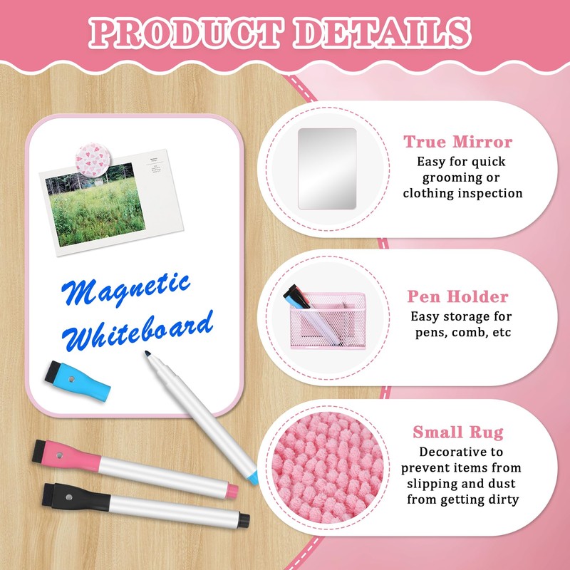 AKONEGE 16 Pcs Pink Locker Accessories for Girls, Locker Organizer