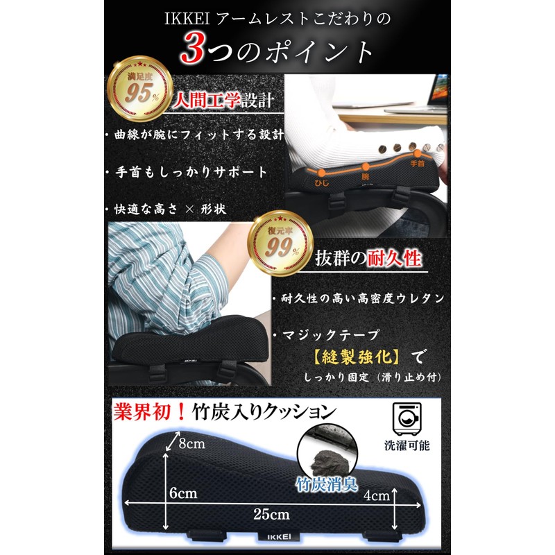 IKKEI (Physical The x Chiropractor) Elbow Rest Cushion, Armrest, Memory