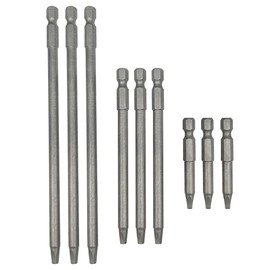 Saipor Set of 9 Pieces Magnetic SQ2 Square Head Screwdriver Bits 1/4 Inch Hex Shank Square Drive Bit Security Electric Screw Driver Drill Bit for Electric Hand Screwdrivers, 50/100/150mm Length