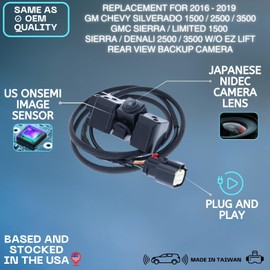 Backup Camera Replaces for 2016-2019 Chevy Silverado 1500/2500 / 3500 | GMC Sierra/Limited 1500 Sierra/Denali 2500/3500 w/o EZ Lift OE Part # 84079952, 23244435