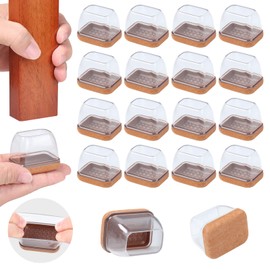 24 PCS Rectangle Clear Silicone Chair Leg Floor Protectors with Felt, Rectangle Chair Leg Caps, Chair Leg Covers Cups for Chair Table, Anti- Scratches and No Noise, (Fit L :1.3-1.7", W: 0.6-0.9")