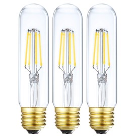 Leools Dimmable Edison Led Tubular Bulb T10,4W Vintage Led Filament Light Bulb 40W Incandescent Bulb Equivalent, 4000K Daylight,E26 Medium Base,3 Pack.