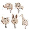 5 Packs Wooden Coat Hooks, Animal Wall Hooks Kids Coat