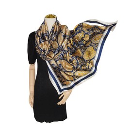 WEIGEER Silk Scarf Women Chiffon Shawl Red Scarf Neck Cief Long Head Wrap Thin Scarf Beach Women Hijab Belt Vintage Bridal Shawl Binder Chiffon Scarf Colourful Cloth L180/W90 (Blue-brown)
