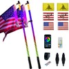 2 Pack 3ft LED Whip Lights with Warning Light, Spring