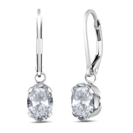 Gem Stone King 925 Sterling Silver 8X6MM Oval Genuine Gemstone Birthstone Leverback Earrings | Drop Dangle Earrings For Women