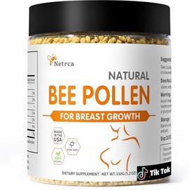 Bee Pollen for Breast Growth, 100% Organic & Raw, Superfood Rich in Vitamin B, Minerals, Protein & Antioxidants, for Hormonal Balance, Energy Boost & Immunity, Enhances Skin, Gluten Free, 5.2 oz