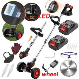 Unbranded Electric Cordless Grass String Trimmer Lawn Edger Weed Wacker Cutter + 2 Battery
