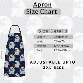 cromcu American Bald Eagle Apron,Oxford Fabric Adjustable Kitchen Patriotic Apron with 2 Pockets,Waterproof Heat Insulation Cooking Aprons for Adult,Ideal Gift for Coffee House,Baking,BBQ, 27x31in