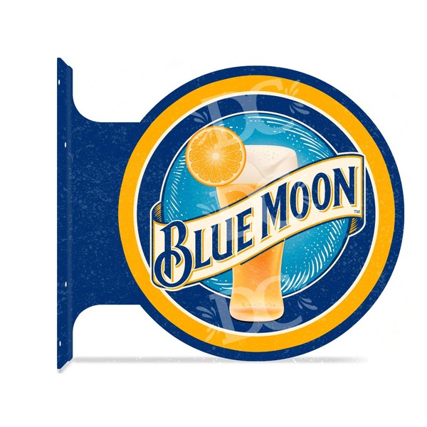 Decorative Concepts Blue Moon Beer Double Sided Garage Flange Sign