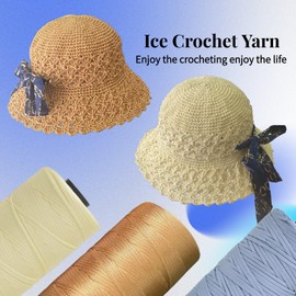 SHENJILL Crochet Kit for Beginners Crochet Kit with Videos Tutorials Sun Beach Hat Beginner Knitting Kit for Adults Easy Starter Yarn Kits for Crocheting (Khaki without tools)