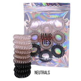 Elastic Hair Ties - No Crease Spiral Hair Ties Hair Bands Multi Color Waterproof Phone Cord Hair Scrunchies Hair Accessories for Women Girls (Neutrals)