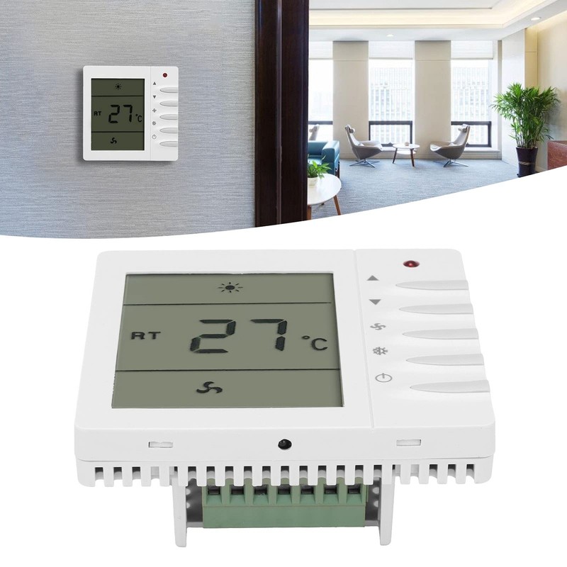 Thermostat, Manual Buttons Air Conditioning Thermostat LCD Screen Display Easy